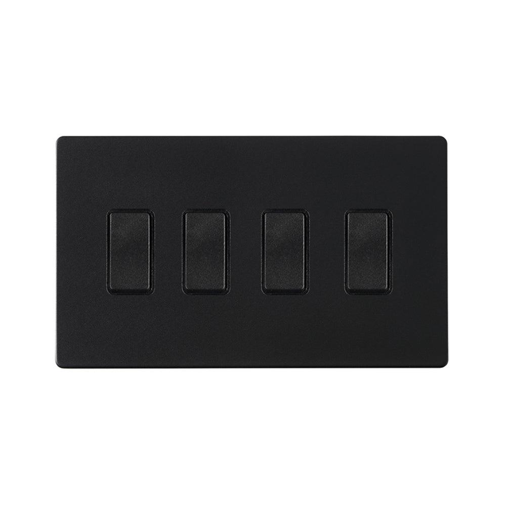 Hamilton Hartland G2 Matt Black 10a 4 Gang Light Switch