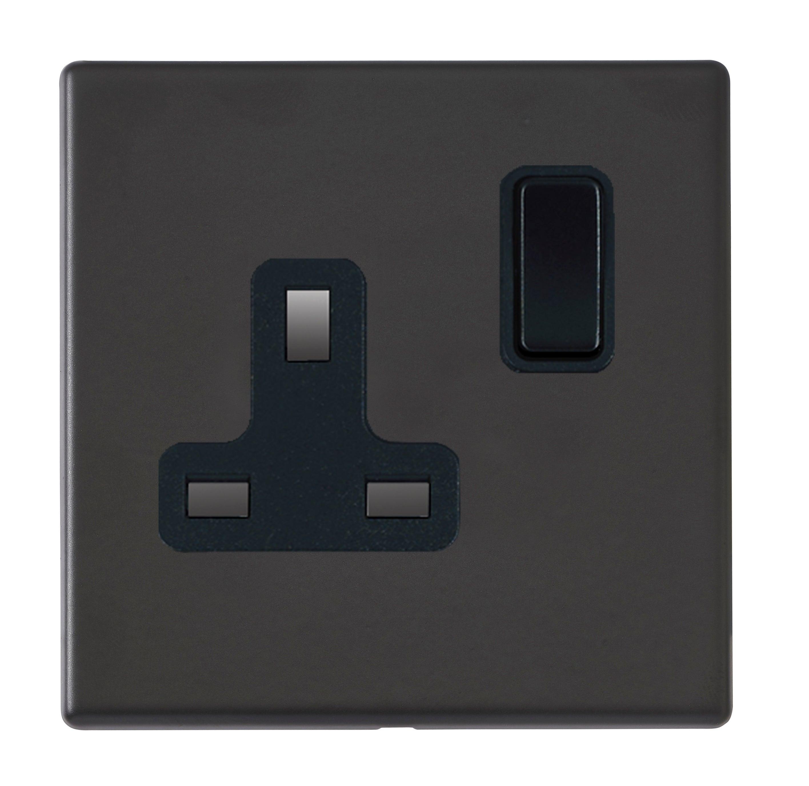 Hamilton Hartland G2 Matt Black 13a Single Socket