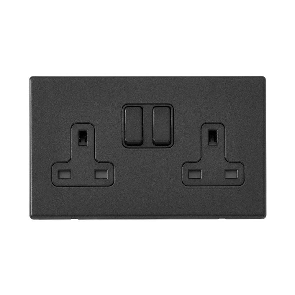 Hamilton Hartland G2 Matt Black 13a Double Socket