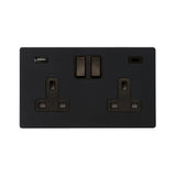 Hamilton Hartland G2 Matt Black 13a Single Socket with 2.4a USB-C & USB-A