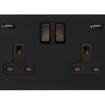 Hamilton Hartland G2 Matt Black 13a Double Socket with Dual 2.4a USB-A