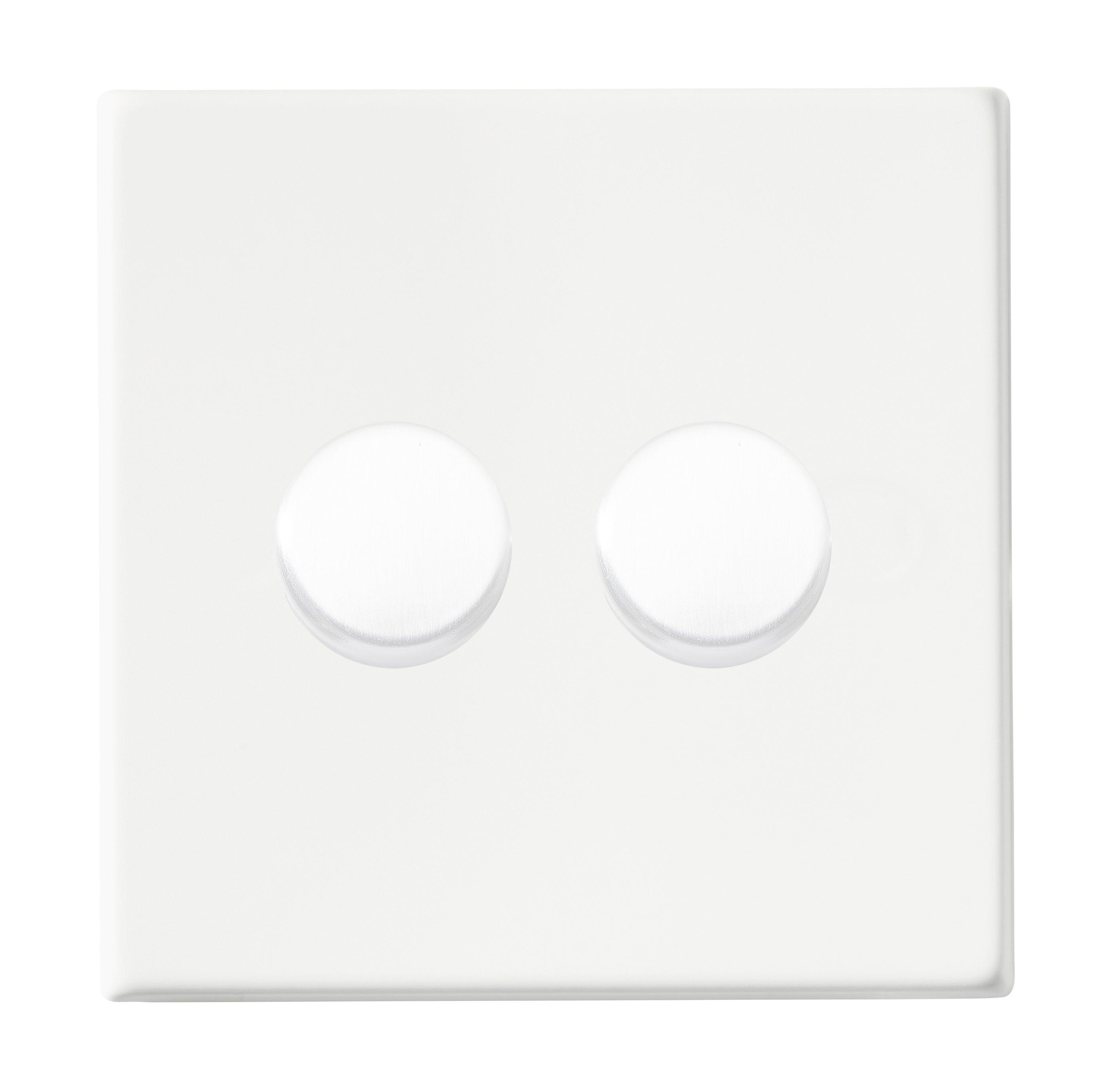 Hamilton Hartland G2 Matt White 2 Gang 100w 2 Way LED Dimmer