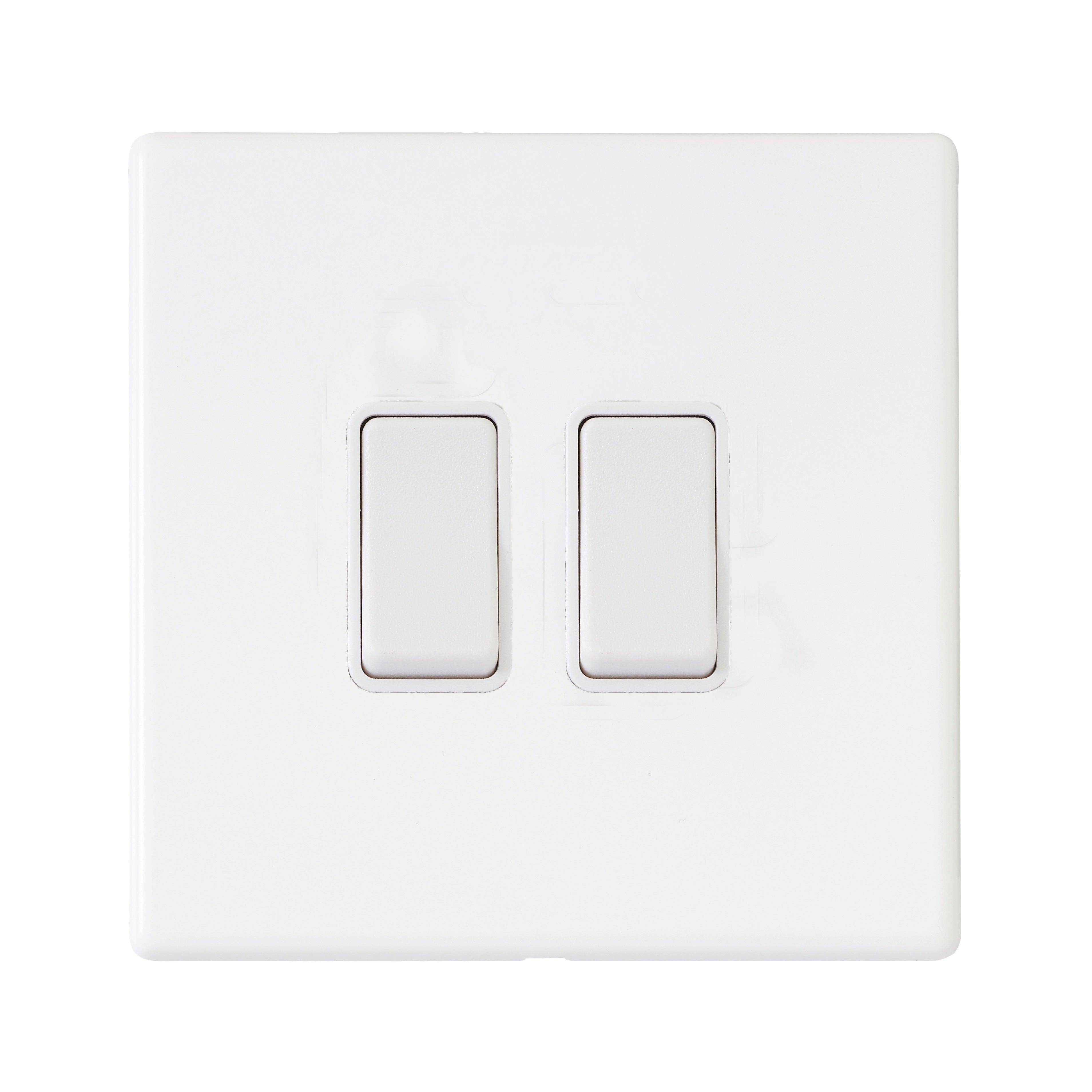 Hamilton Hartland G2 Matt White 10a 2 Gang Light Switch