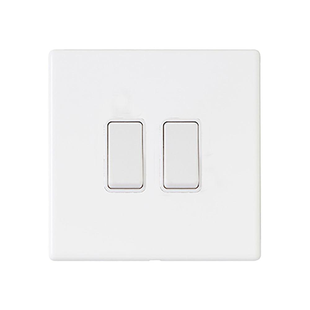 Hamilton Hartland G2 Matt White 10a 2 Gang Light Switch