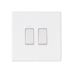 Hamilton Hartland G2 Matt White 10a 2 Gang Light Switch