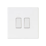 Hamilton Hartland G2 Matt White 10a 2 Gang Light Switch