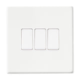 Hamilton Hartland G2 Matt White 10a 3 Gang Light Switch