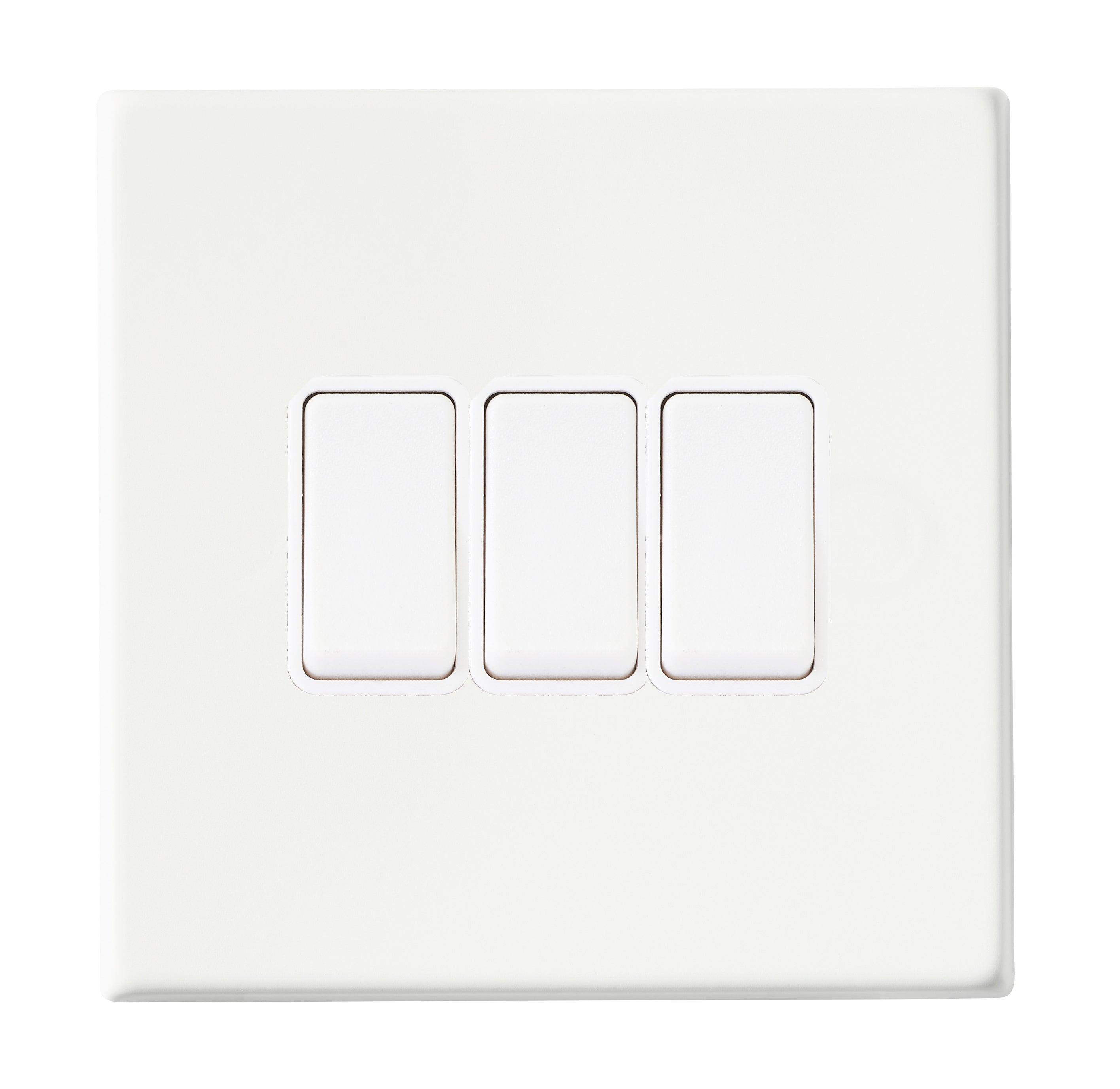 Hamilton Hartland G2 Matt White 10a 3 Gang Light Switch