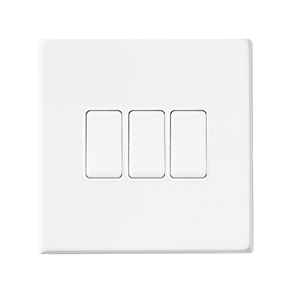 Hamilton Hartland G2 Matt White 10a 3 Gang Light Switch