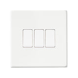 Hamilton Hartland G2 Matt White 10a 3 Gang Light Switch