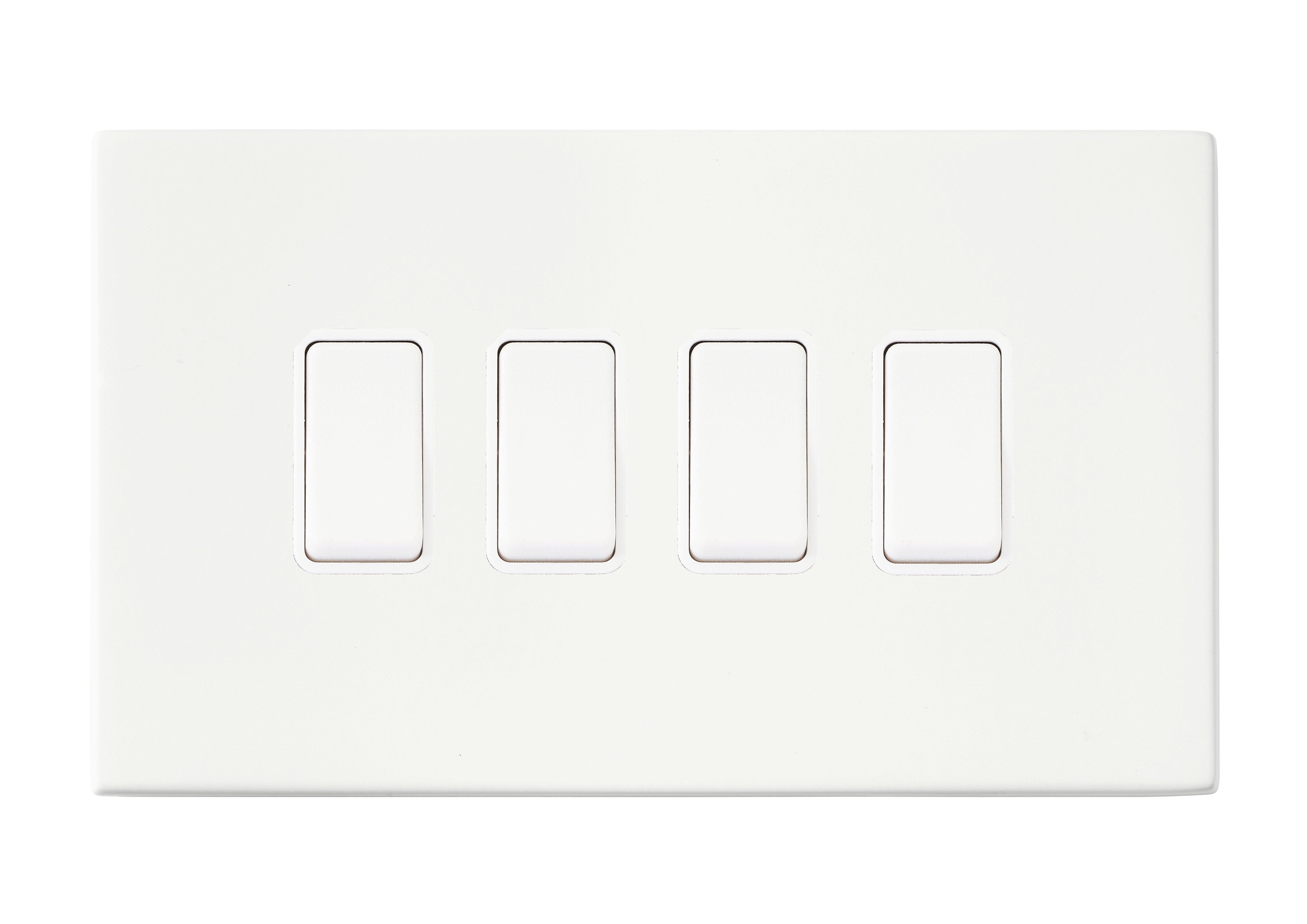 Hamilton Hartland G2 Matt White 10a 4 Gang Light Switch