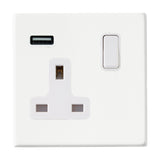 Hamilton Hartland G2 Matt White 13a Single Socket with 2.4a USB Charger