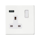 Hamilton Hartland G2 Matt White 13a Single Socket with 2.4a USB Charger