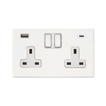 Hamilton Hartland G2 Matt White 13a Double Socket with 2.4a USB-C & USB-A