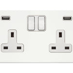 Hamilton Hartland G2 Matt White 13a Double Socket with Dual 2.4a USB-A