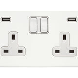 Hamilton Hartland G2 Matt White 13a Double Socket with Dual 2.4a USB-A