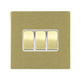 Hamilton 82CR23SB-W CFX Satin Brass 10A triple 2 way light switch