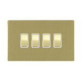 Hamilton 82CR24SB-W CFX Satin Brass 10A quadruple 2 way light switch