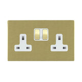 Hamilton 82CSS2SB-W CFX Satin Brass 13A double switched socket