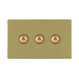 Hamilton 82CT23 CFX Satin Brass 20A triple toggle light switch 2 way