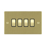 Hamilton 82R24SB-B Satin Brass 10A quadruple 2 way light switch