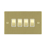 Hamilton 82R24SB-W Satin Brass 10A quadruple 2 way light switch