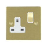 Hamilton 82SS1SB-W Satin Brass 13A single switched socket