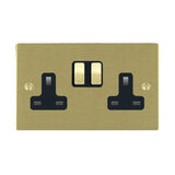 Hamilton 82SS2SB-B Satin Brass 13A double switched socket