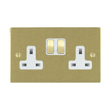 Hamilton 82SS2SB-W Satin Brass 13A double switched socket