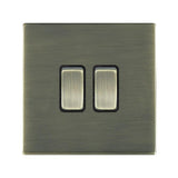 Hamilton 89CR22AB-B CFX Antique Brass 10A double 2 way light switch