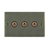 Hamilton 89T23 Antique Brass 20A triple toggle light switch 2 way