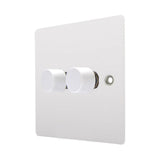 Hamilton 8MW2XLEDITB100 Matt White double 100w LED 2 way dimmer