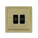 Hamilton 90TV2B Polished Brass TV Socket 2 Gang