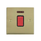 Hamilton 9245NB Polished Brass 45A Switch 1 Gang + Neon