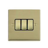 Hamilton 92R23PB-B Polished Brass Switch 3 Gang 10A