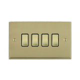 Hamilton 92R24PB-B Polished Brass Switch 4 Gang 10A