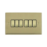 Hamilton 92R26PB-B Polished Brass Switch 6 Gang 10A