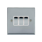 Hamilton 95R23BC-W Polished Chrome Light Switch 3 Gang 10A