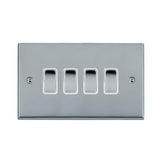 Hamilton 95R24BC-W Polished Chrome Light Switch 4 Gang 10A