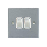 Hamilton 96R22SC-W Satin Chrome Light Switch 2 Gang 10A