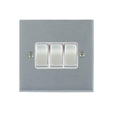 Hamilton 96R23SC-W Satin Chrome Light Switch 3 Gang 10A