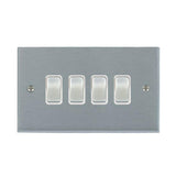 Hamilton 96R24SC-W Satin Chrome Light Switch 4 Gang 10A