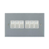 Hamilton 96R26SC-W Satin Chrome Light Switch 6 Gang 10A