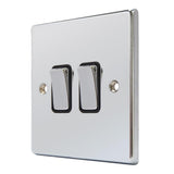 Hamilton 77R22BC-B Polished Chrome 2 Gang Light Switch