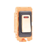Hamilton FLDPN-PB Polished Brass 20A Double Pole Neon Rocker Switch with White and Black Bezels
