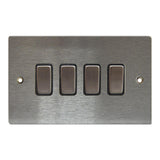 Hamilton 84R24SS-B Stainless Steel 10a 4 Gang Light Switch