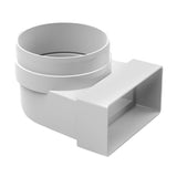 National Ventilation MONV5645 Rectangular Flat Duct 204 x 60 mm Elbow Bend 90 Degree 125 mm Adaptor