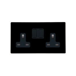 Hamilton 7BCSS2BL Hartland CFX Screwless Black Switched Socket 2 Gang ...