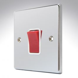 Hamilton 7745DPWH Hartland Chrome 45a Double Pole Switch - White | Gil-Lec