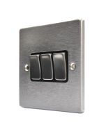 Hamilton 74R23SS-B Stainless Steel 3 Gang Light Switch